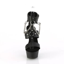 Pleaser DELIGHT-661 Sandalia de Tacón Plataforma Cuero Sintético Negro EU-35 / US-5