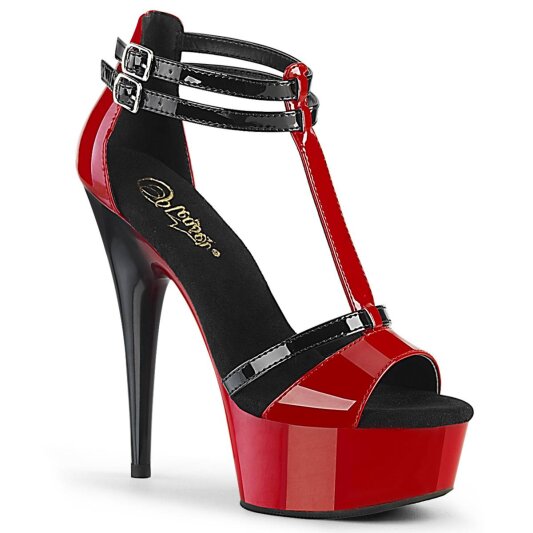 Pleaser DELIGHT-663 Sandalia de Tacón Plataforma Charol Rojo EU-40 / US-10