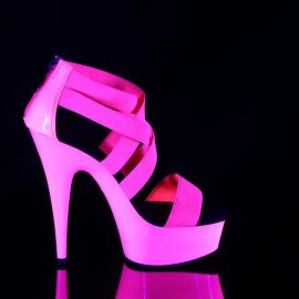 Pleaser DELIGHT-669UV Sandalia de Tacón Plataforma Rosa Claro Neón EU-38 / US-8