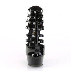 Pleaser DELIGHT-695 Sandalia de Tacón Plataforma Charol Negro EU-35 / US-5