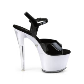 Pleaser DISCOLITE-709 Sandalia de Tacón Plataform Charol Negro Multicolor EU-40 / US-10