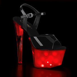 Pleaser DISCOLITE-709 Sandalia de Tacón Plataform Charol Negro Multicolor EU-39 / US-9