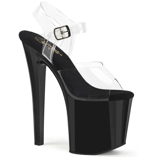 Pleaser ENCHANT-708 Sandalia de Tacón Plataforma Negro Transparente EU-40 / US-10