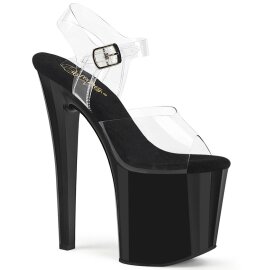 Pleaser ENCHANT-708 Sandalia de Tacón Plataforma Negro Transparente EU-37 / US-7