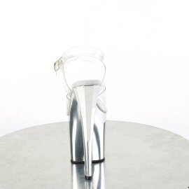 Pleaser ENCHANT-708 Sandalia de Tacón Plataforma Metalizado Plata Transparente EU-35 / US-5