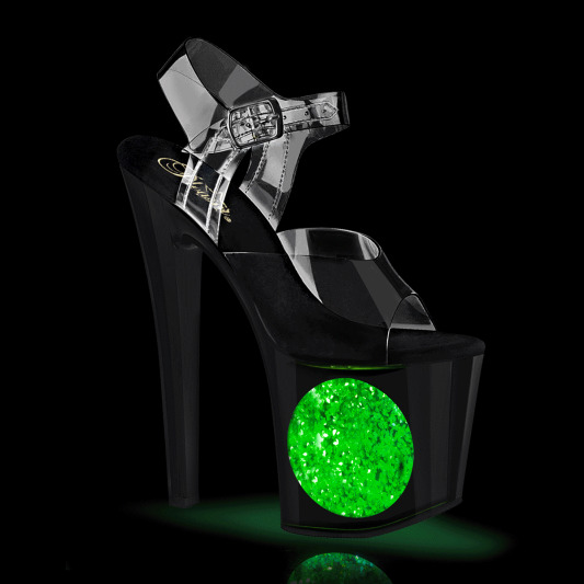 Pleaser ENCHANT-708LT-CIRCLE Sandalia de Tacón Plataforma Negro Transparente EU-38 / US-8