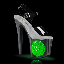 Pleaser ENCHANT-708LT-CIRCLE Sandalia de Tacón Plataforma Plata Transparente EU-35 / US-5