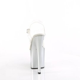 Pleaser ENCHANT-708LT-CIRCLE Sandalia de Tacón Plataforma Plata Transparente EU-35 / US-5