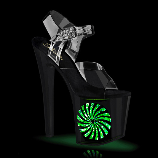Pleaser ENCHANT-708LT-PINWHE Sandalia de Tacón Plataforma Negro Transparente EU-37 / US-7