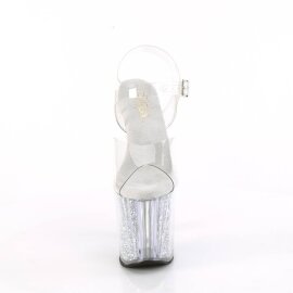 Pleaser ENCHANT-708RSI Sandalia de Tacón Plataforma Purpurina Plata Transparente EU-37 / US-7