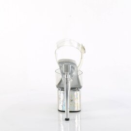 Pleaser ESTEEM-708CK Sandalia de Tacón Plataforma Holo Plata Transparente EU-37 / US-7