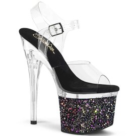 Pleaser ESTEEM-708LG Sandalia de Tacón Plataforma Purpurina Transparente Multicolor EU-36 / US-6