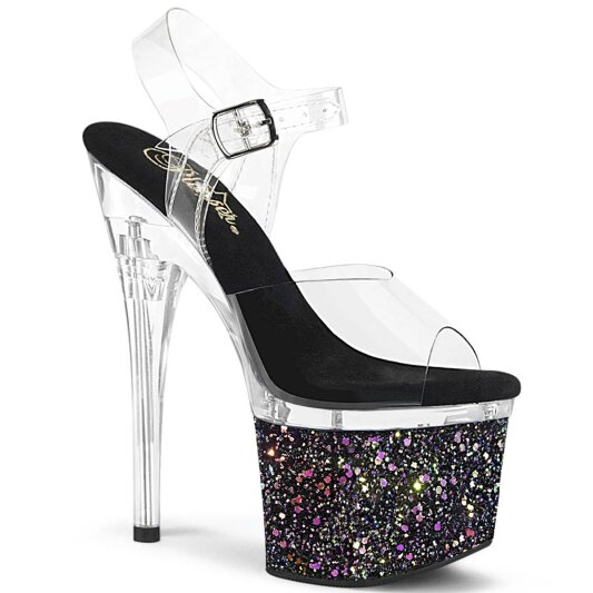 Pleaser ESTEEM-708LG Sandalia de Tacón Plataforma Purpurina Transparente Multicolor EU-38 / US-8