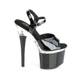 Pleaser ESTEEM-709 Sandalia de Tacón Plataforma Charol Negro Transparente EU-36 / US-6