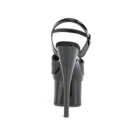 Pleaser ESTEEM-709 Sandalia de Tacón Plataforma Charol Negro EU-39 / US-9