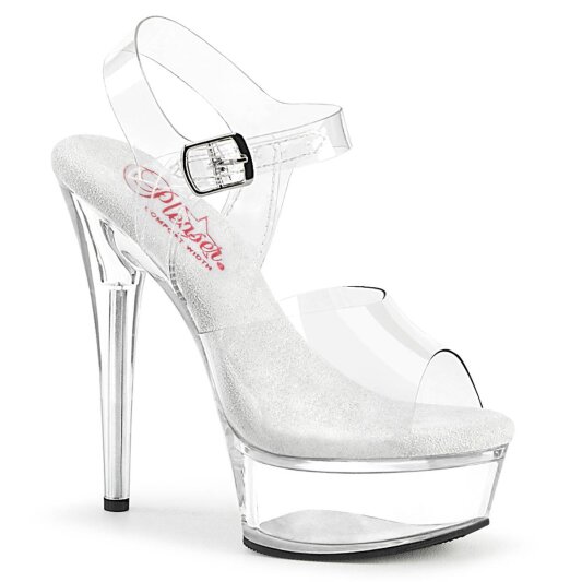 Pleaser EXCITE-608 Sandalia de Tacón Plataforma Transparente EU-35 / US-5