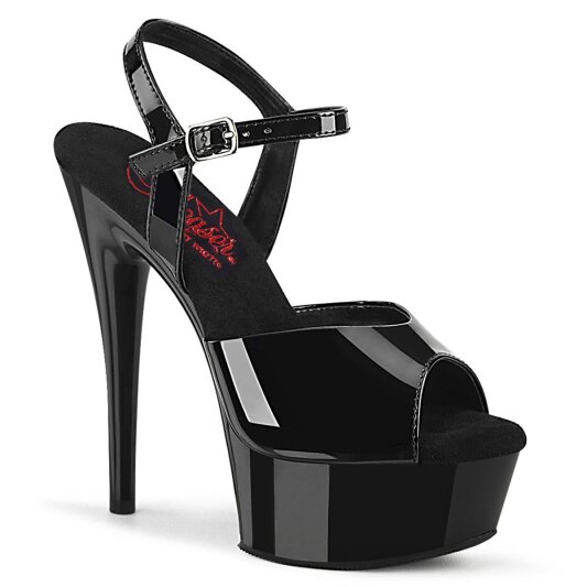 Pleaser EXCITE-609 Sandalia de Tacón Plataforma Charol Negro EU-41 / US-11