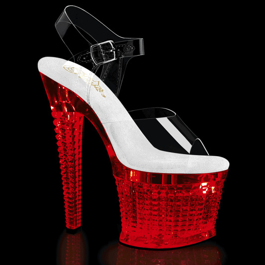 Pleaser FLASHDANCE-708SPEC Sandalia de Tacón Plataforma Transparente Multicolor EU-37 / US-7