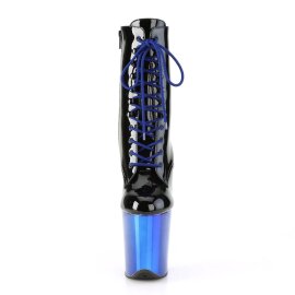 Pleaser FLAMINGO-1020 Botín Plataforma Charol Metalizado Negro Azul EU-35 / US-5
