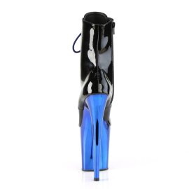 Pleaser FLAMINGO-1020 Botín Plataforma Charol Metalizado Negro Azul EU-35 / US-5