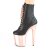 Pleaser FLAMINGO-1020 Botín Plataforma Cuero Sintético Metalizado Oro Rosado Claro Negro EU-36 / US-6