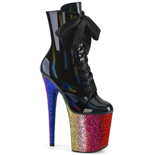 Pleaser FLAMINGO-1020HG Botín Plataforma Charol Purpurina Negro Multicolor EU-36 / US-6