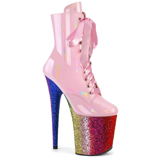 Pleaser FLAMINGO-1020HG Botín Plataforma Charol Purpurina Rosa Claro Multicolor EU-35 / US-5