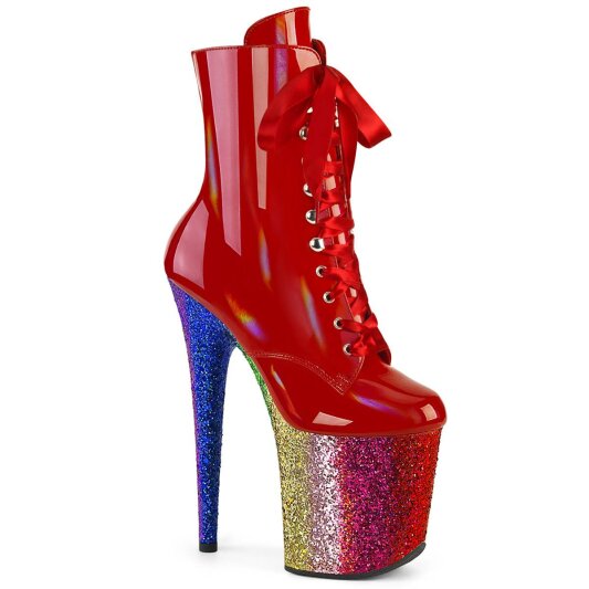 Pleaser FLAMINGO-1020HG Botín Plataforma Charol Purpurina Rojo Multicolor EU-35 / US-5