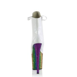 Pleaser FLAMINGO-1020HG Botín Plataforma Charol Purpurina Blanco Multicolor EU-35 / US-5