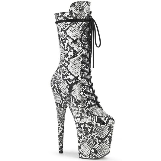 Pleaser FLAMINGO-1050SP Botín Plataforma Serpiente Negro Blanco EU-35 / US-5