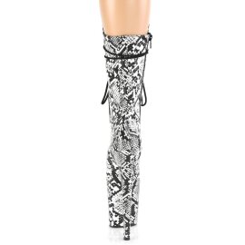 Pleaser FLAMINGO-1050SP Botín Plataforma Serpiente Negro Blanco EU-35 / US-5