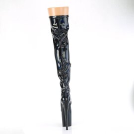 Pleaser FLAMINGO-3000HWR Bota Alta Plataforma Charol Holo Negro EU-37 / US-7
