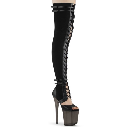 Pleaser FLAMINGO-3027 Bota Alta Plataforma Ante Sintético Negro EU-41 / US-11