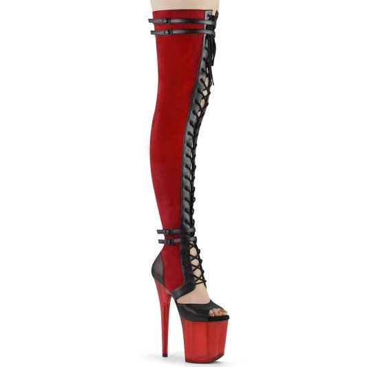 Pleaser FLAMINGO-3027 Bota Alta Plataforma Ante Sintético Rojo EU-41 / US-11