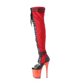 Pleaser FLAMINGO-3027 Bota Alta Plataforma Ante Sintético Rojo EU-41 / US-11