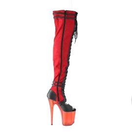Pleaser FLAMINGO-3027 Bota Alta Plataforma Ante Sintético Rojo EU-41 / US-11