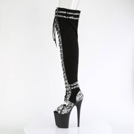Pleaser FLAMINGO-3027SP Bota Alta Plataforma Serpiente Negro EU-39 / US-9