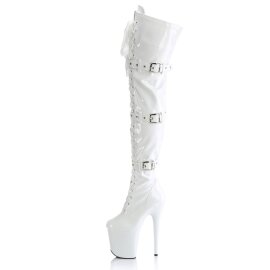 Pleaser FLAMINGO-3028 Bota Alta Plataforma Charol Blanco EU-37 / US-7