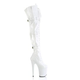 Pleaser FLAMINGO-3028 Bota Alta Plataforma Charol Blanco EU-37 / US-7