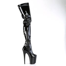 Pleaser FLAMINGO-4000 Bota Alta Plataforma Charol Negro EU-37 / US-7