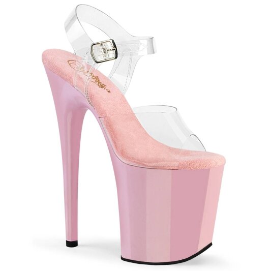 Pleaser FLAMINGO-808 Sandalia de Tacón Plataforma Transparente Rosa Claro EU-35 / US-5