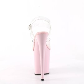 Pleaser FLAMINGO-808 Sandalia de Tacón Plataforma Transparente Rosa Claro EU-35 / US-5