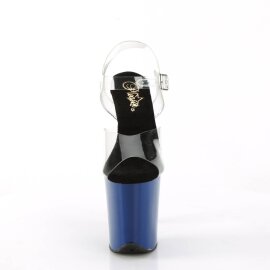 Pleaser FLAMINGO-808 Sandalia de Tacón Plataforma Transparente Azul EU-37 / US-7