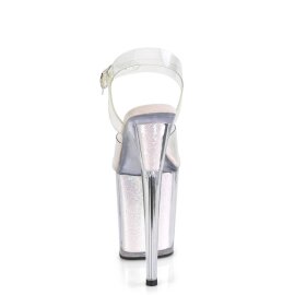 Pleaser FLAMINGO-808G Sandalia de Tacón Plataforma Purpurina Transparente Rosa Claro EU-35 / US-5