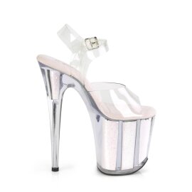 Pleaser FLAMINGO-808G Sandalia de Tacón Plataforma Purpurina Transparente Rosa Claro EU-35 / US-5