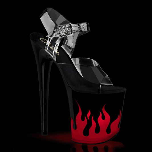 Pleaser FLAMINGO-808NLFL Sandalia de Tacón Plataforma Negro Transparente EU-35 / US-5