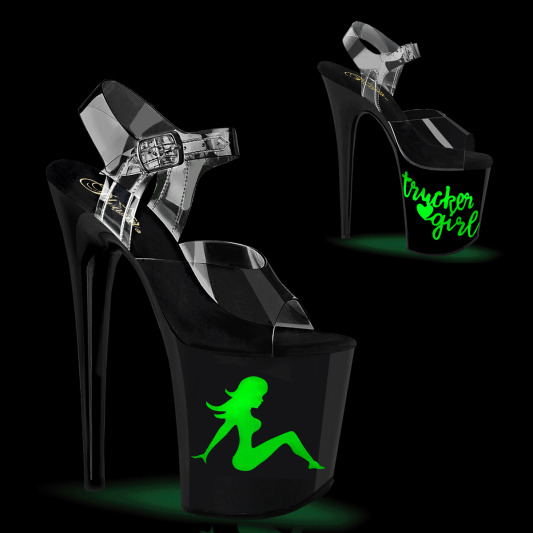 Pleaser FLAMINGO-808NLTG Sandalia de Tacón Plataforma Negro Transparente EU-35 / US-5