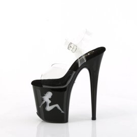 Pleaser FLAMINGO-808NLTG Sandalia de Tacón Plataforma Negro Transparente EU-35 / US-5