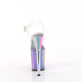 Pleaser FLAMINGO-808RG-01 Sandalia de Tacón Plataforma Purpurina Transparente Multicolor EU-35 / US-5