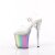 Pleaser FLAMINGO-808RG-01 Sandalia de Tacón Plataforma Purpurina Transparente Multicolor EU-35 / US-5